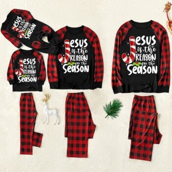 2024 Jesus is the reason for the season Plaid Christmas Pajamas