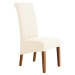XL Size Solid Light Color Long Back Chair Covers Beige