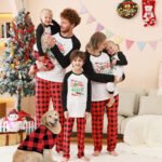 Family Parent-Child Christmas Dear Naughty Plaid Pajamas Set