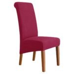 XL Size Solid Dark Color Long Back Chair Covers Wine Red