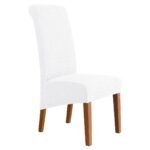 XL Size Solid Light Color Long Back Chair Covers White