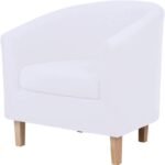 Split Velvet Tub Armchair Slipcover White