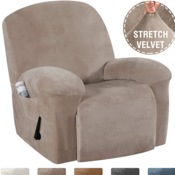 Split Velvet Stretch Recliner Sofa Slipcovers For 1/2/3 Seater