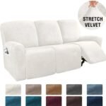 Velvet Stretch Recliner Slipcover IVORY