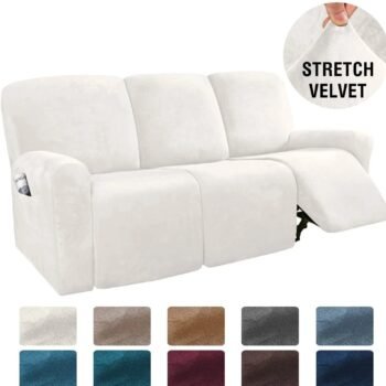 Velvet Stretch Recliner Slipcover IVORY