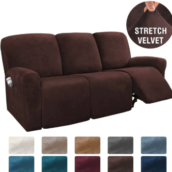Velvet Stretch Recliner Slipcover BROWN