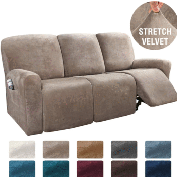 3 Seater Velvet Stretch Recliner Slipcover