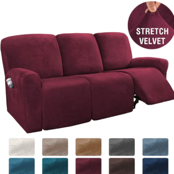 Velvet Stretch Recliner Slipcover BURGUNDY