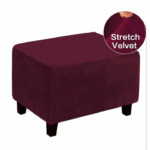Velvet Rectangular Ottoman Covers Wine Red