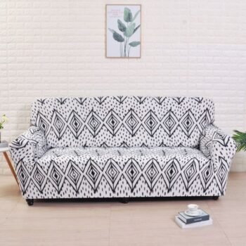 Elastic Printed Sofa Loveseat Slipcover Black Square