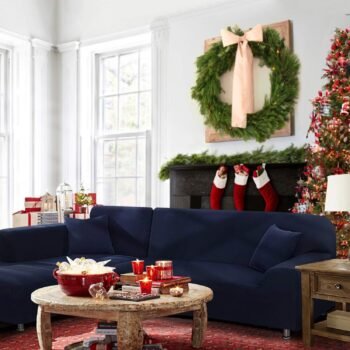 L-Shaped Sectional Couch Covers Navy Blue