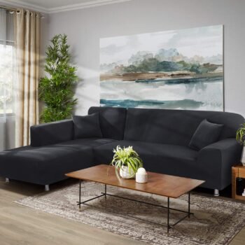 Non-slip L-Shaped Sectional Couch Covers Dark Grey