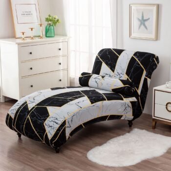 Chaise Lounge Sofa Cover Black Square