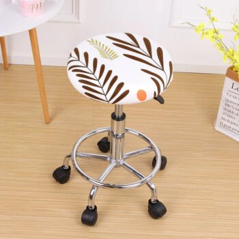 Elastic Round Bar Stool Cover Leaves01