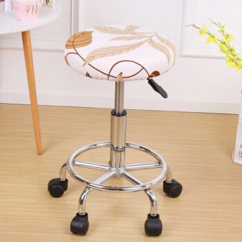 Elastic Round Bar Stool Cover Leaves02