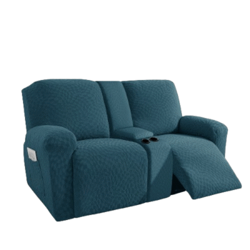 Irregular Plaid Pattern Water Resistant Recliner Sofa Cover with Console