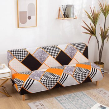 Printed Futon Armless Sofa Bed Cover